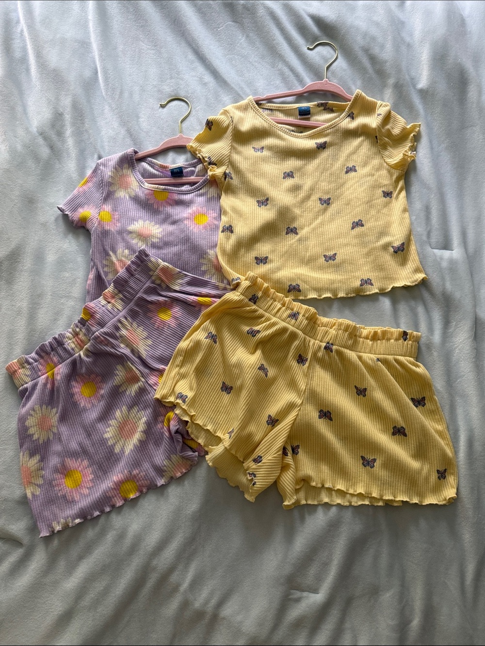 Old Navy Yellow Butterfly & Lavender Daisy Kids Pajama Sets